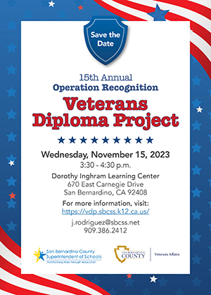 2023 Veterans Diploma Project Save the Date